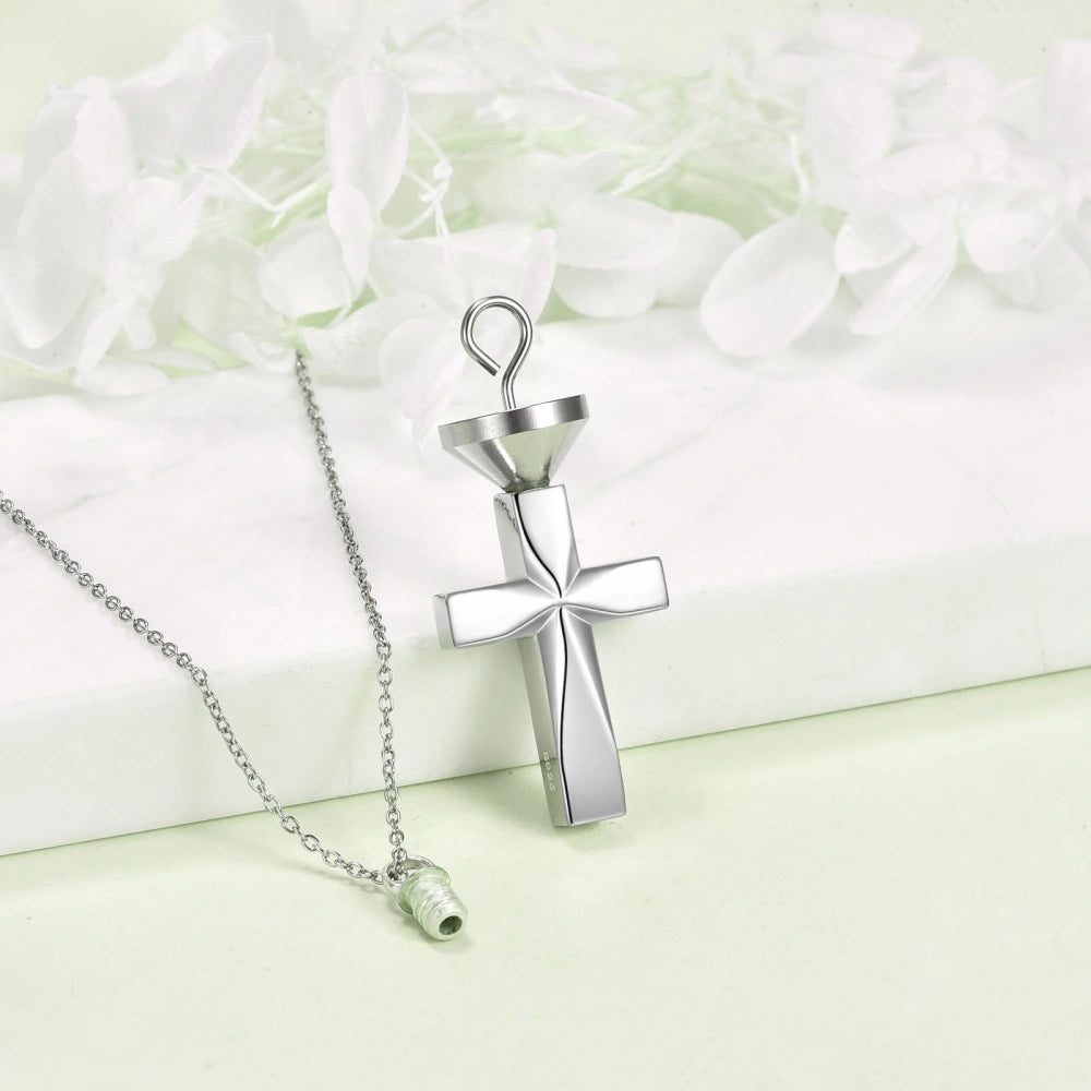 Guiding Light Cross Urn Necklace - Sterling Silver