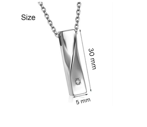 Elegant Silver Ashes Necklace in sterling silver with cubic zirconia stone and secure screw-top design for ashes.