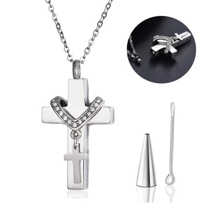 Double Cross Pendant Necklace