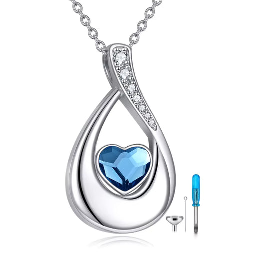 Eternal Heart Teardrop Pendant - Sterling Silver