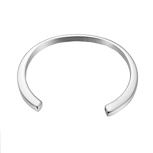 Silver open cuff cremation ash memorial bangle bracelet