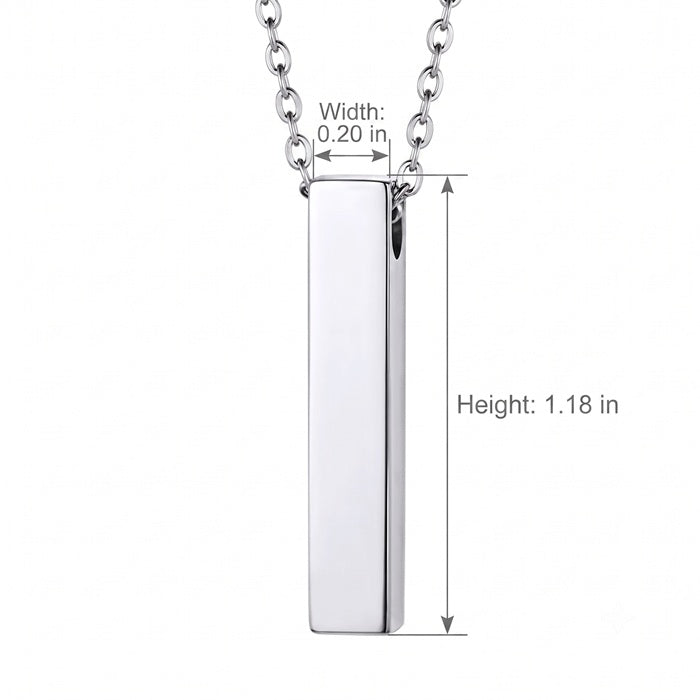 Silver Everlasting Tribute Bar Pendant