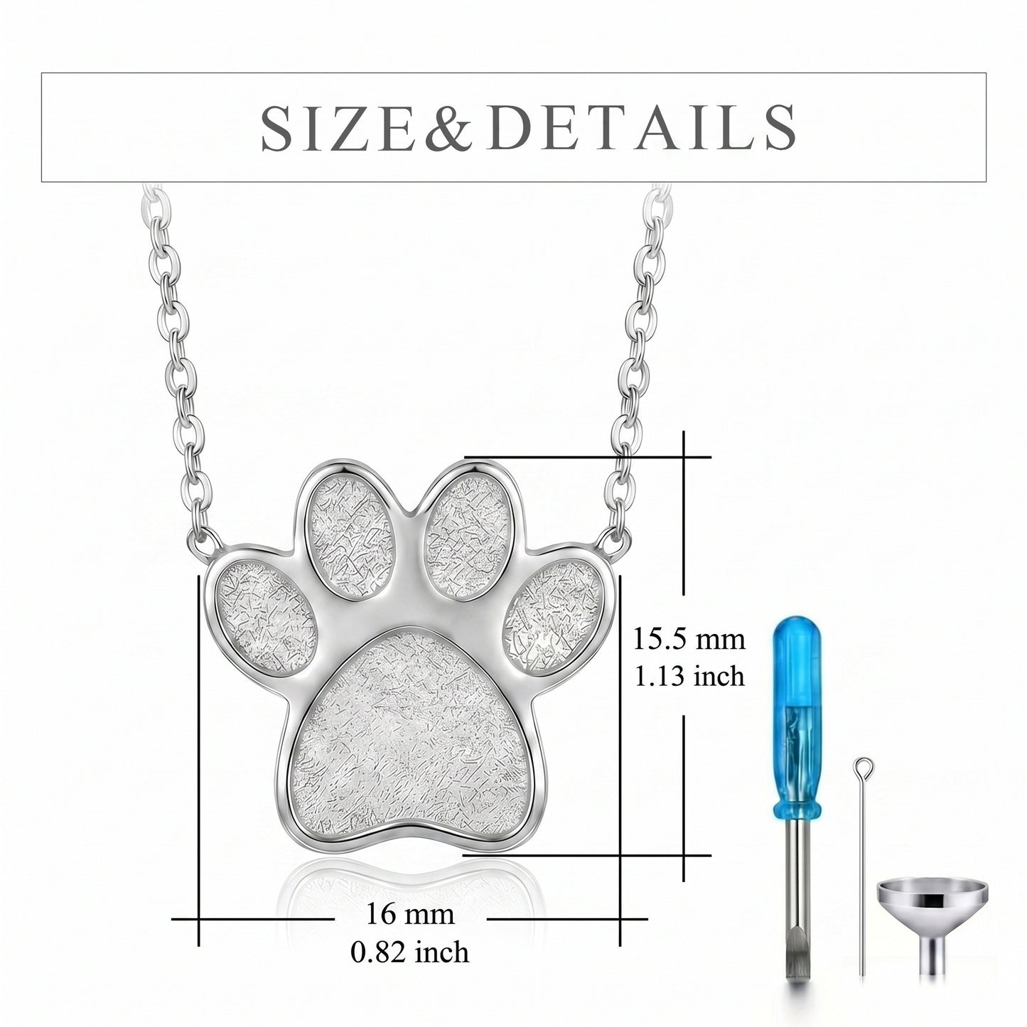Eternal Paw Cremation Necklace - Sterling Silver