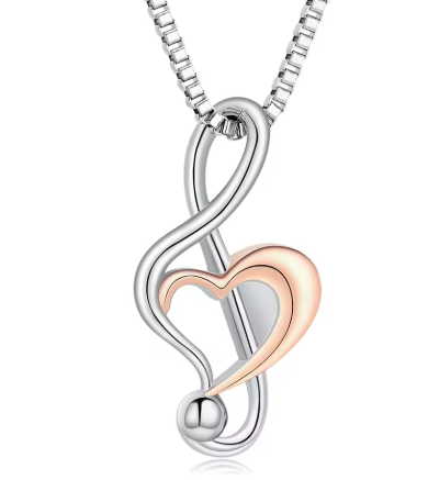 stainless steel infinity heart cremation pendant with rose-gold accent