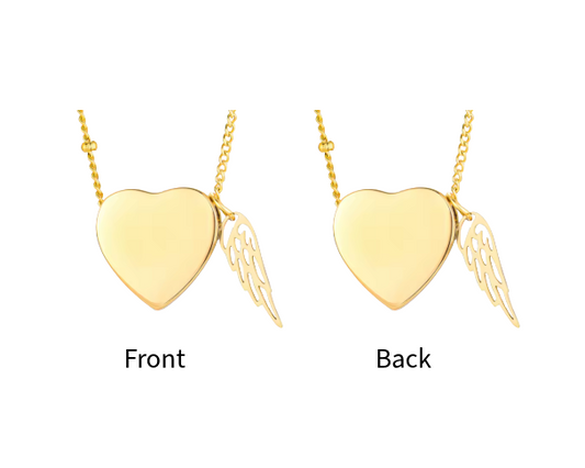 Golden Heart Guardian Wing Cremation Necklace