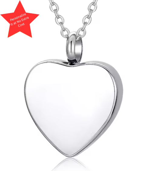 Personalized heart cremation jewelry necklace for ashes in stainless steel