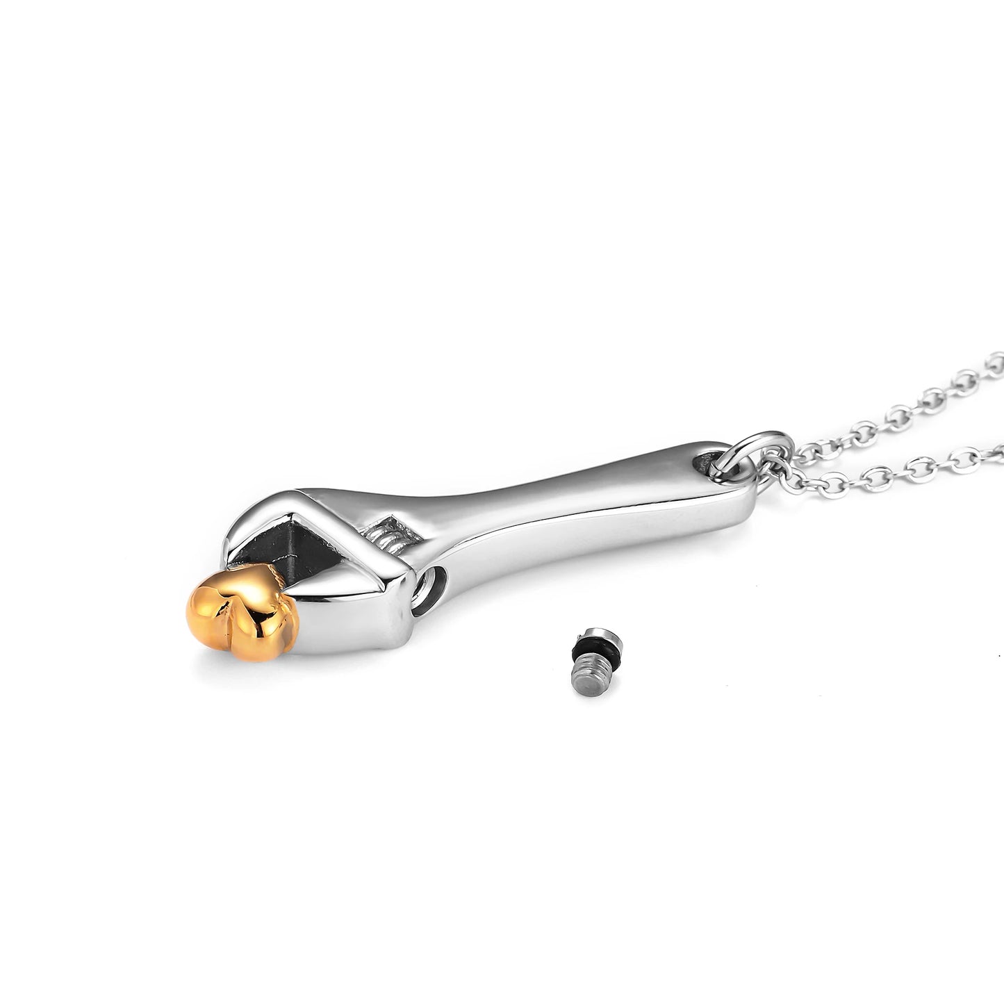 Golden Heart Wrench Memorial Pendant