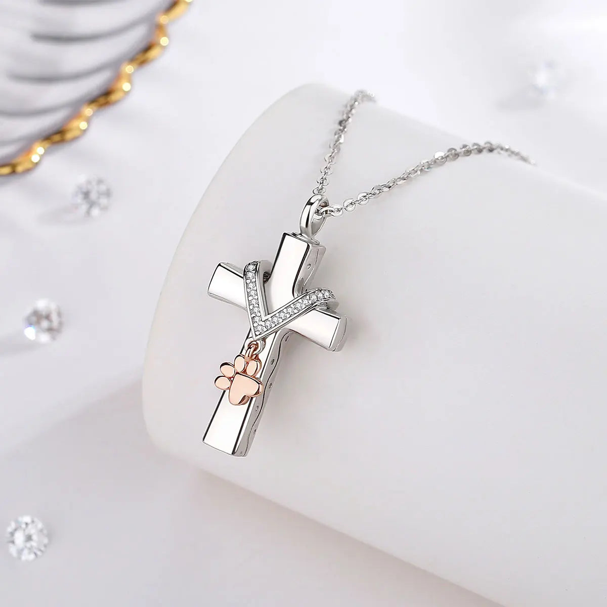 Pawprints Cross - Sterling Silver