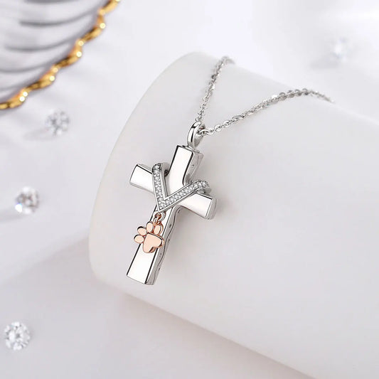Pawprints Cross - Sterling Silver
