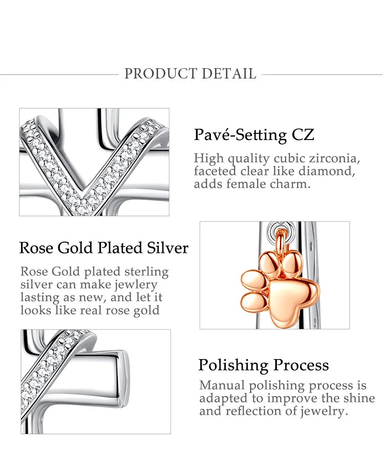 Pawprints Cross - Sterling Silver