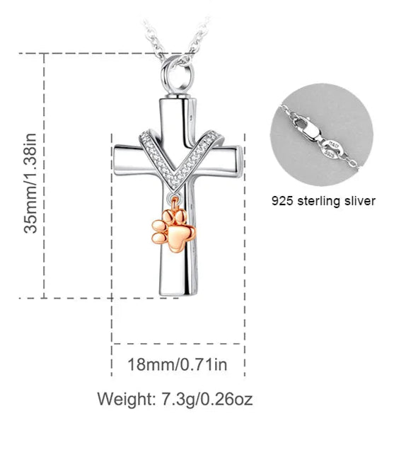 Pawprints Cross - Sterling Silver