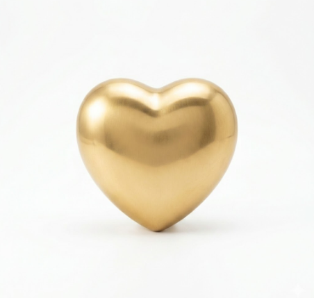 Obsidian Gold Band gold heart-shaped keepsake locket urn on ring stand — hinged memorial for cremated remains or keepsakes, matte gold finish