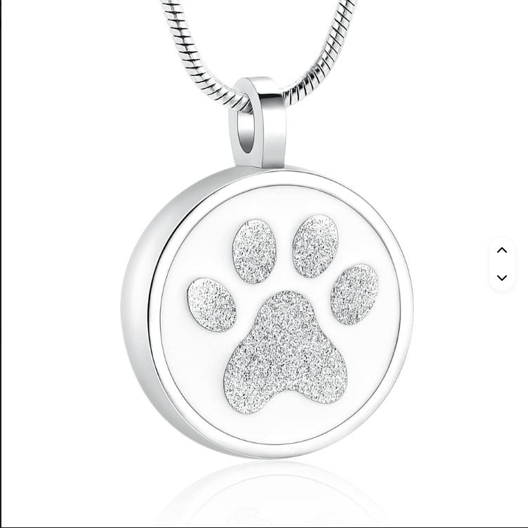 Personalized silver paw print cremation urn necklace – pet memorial ash pendant jewelry gift
