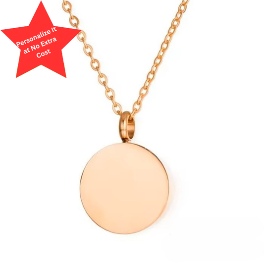 Dimension diagram of the Full Circle Rose Gold cremation pendant, 0.79 inches wide and tall