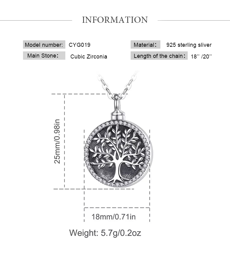 Sacred Tree Memorial Pendant - Sterling Silver