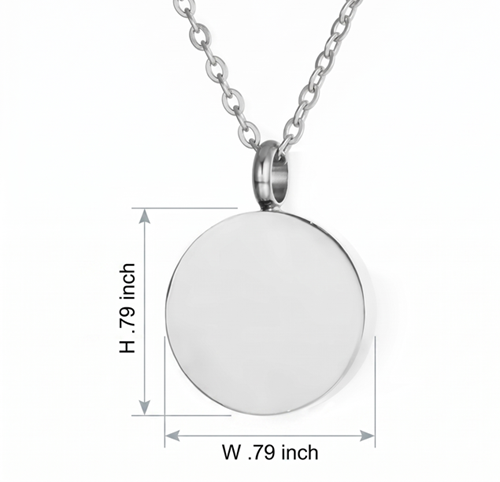 Full Circle Silver Cremation Pendant — Engravable Round Urn Necklace