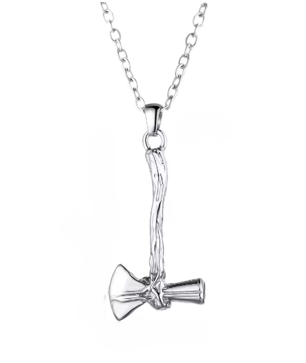 Silver stainless steel Viking axe cremation pendant necklace